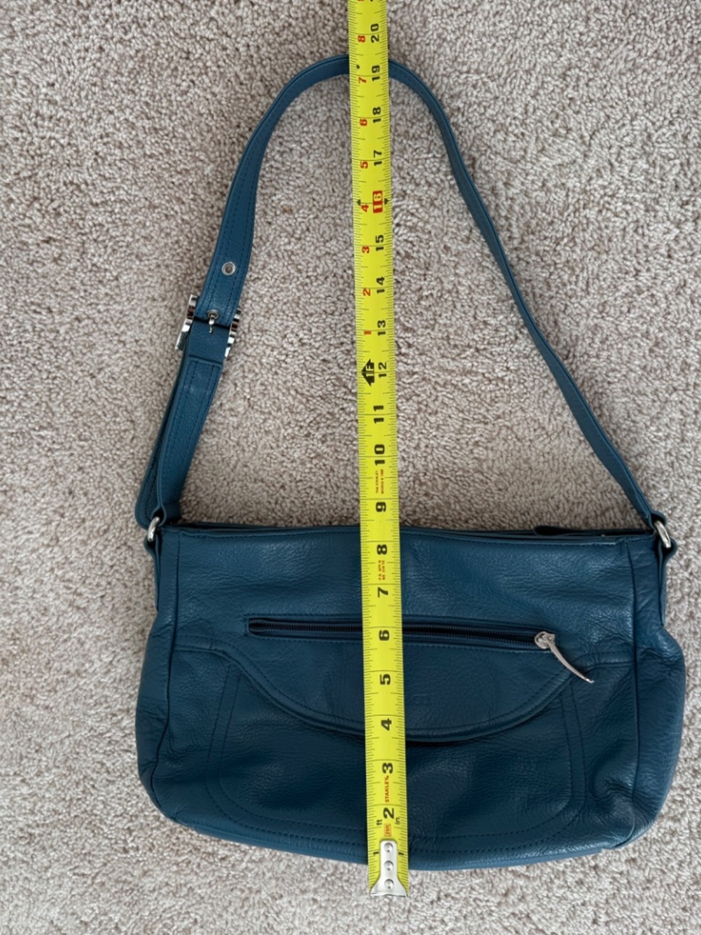 Stone & Co Turquoise Blue Leather Shoulder Bag EUC Classic Everyday Tote - Picture 16 of 16